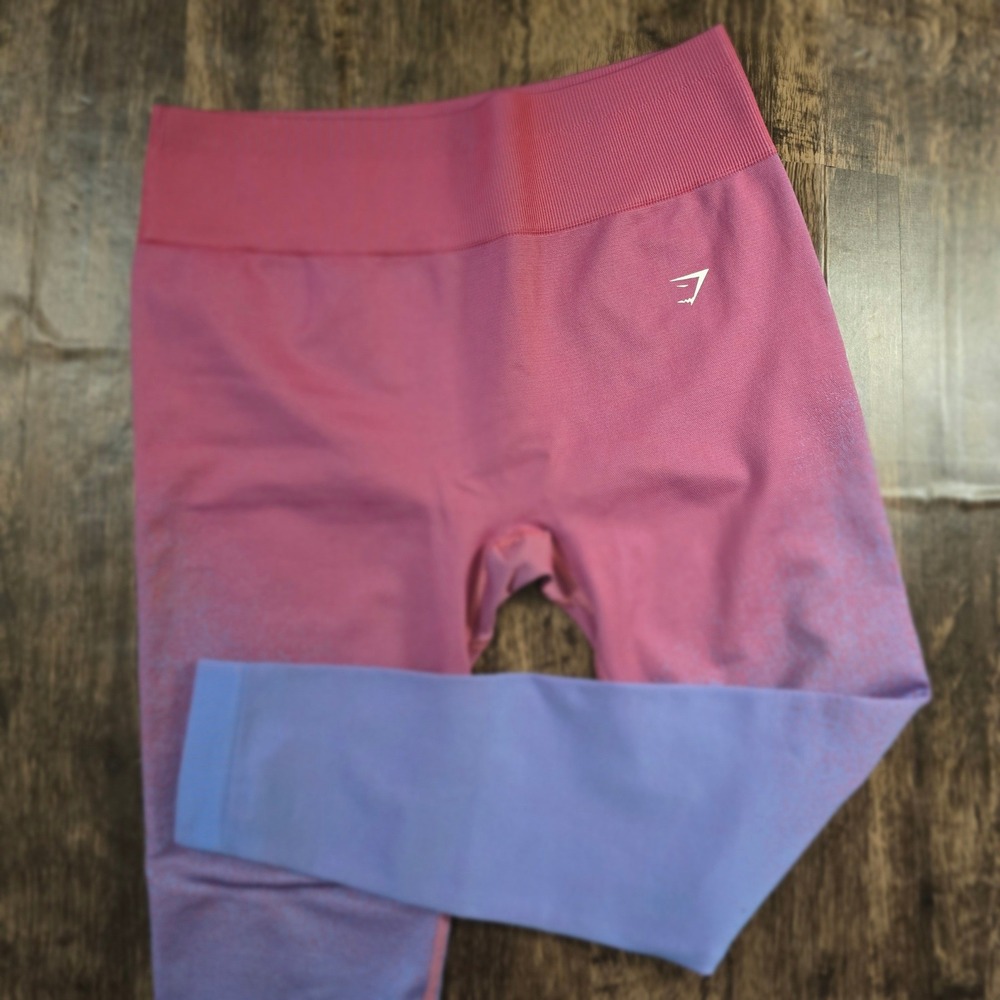 GYMSHARK Ombre‎ Seamless Leggings Womens S Pink Purple Excellent High Waisted